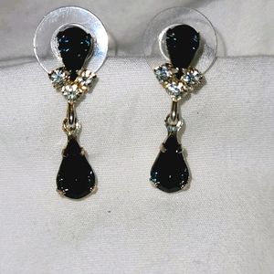 Dark Blue Austrian Crystal, Dangle Earrings